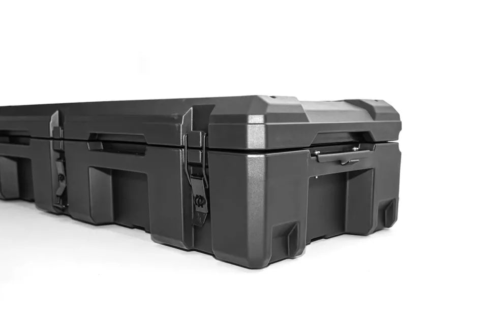 90 LITRE UNIVERSAL TOOL STORAGE CARGO BOX WITH BRAKETS ROOF RAILS RACK 127 CM